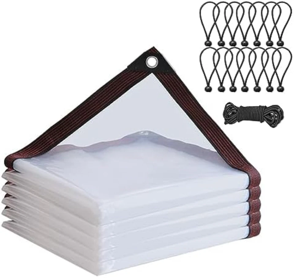 Telone trasparente con occhielli 2 x 3 m, impermeabile, parapioggia, telo multiu - Immagine 1 di 1