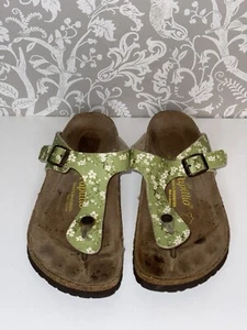 Papillio Bieberkenstock green floral tea strap Women’s Sz 9 9.5 - Picture 1 of 8