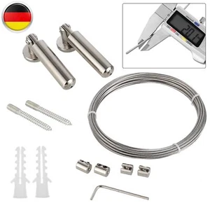 5M Edelstahl Seilspanner Seilspanngarnitur Gardinenseil Vorhang Drahtseil Kit DE - Bild 1 von 11