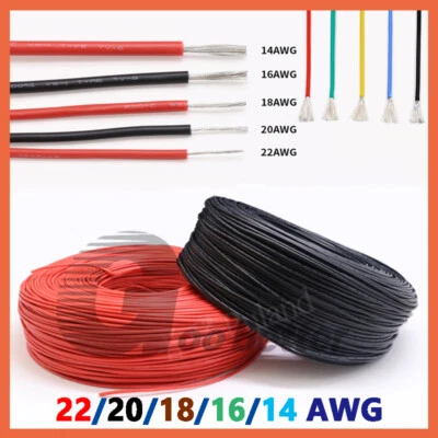 22/20/18/16/14 AWG Flexible Silicone Wire Cable Various Colors Tin Copper 6KV - Image 1 of 4