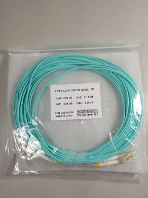 LC/PC-LC/PC MultiMode MM OM3 50/125 DX 10G Duplex DX 10M FiberOptic Cable NEW  - Image 1 of 4