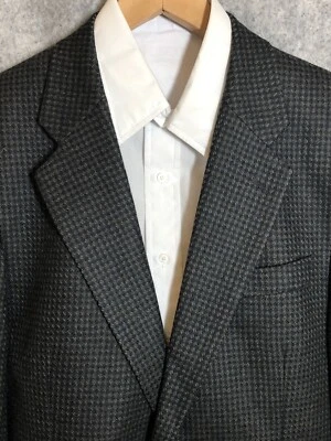 Blazer de hombre de hoy 43R negro pata de gallo lana de alpaca abrigo deportivo chaqueta Foto 1 de 4