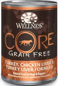 Wellness CORE Grain-Free Turkey,Chicken & Turkey Liver Canned Dog Food,12x12.5oz - Picture 1 of 6