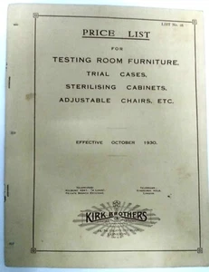 CATÁLOGO KIRK BROTHERS 1930 LISTA DE PRECIOS PARA MUEBLES, ESTUCHES, GABINETES, SILLA - Imagen 1 de 5