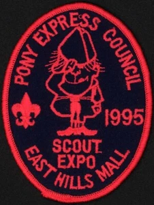 Vintage Boy Scout patch PONY EXPRESS COUNCIL 1995 East Hills Mall St Joseph MO - Picture 1 of 3