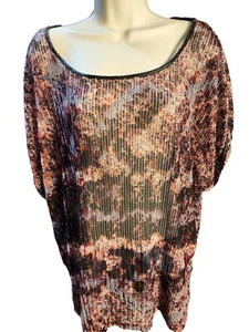 LYS Top tunica donna 2X pipistrello trasparente multicolore stile boho romantico - Foto 1 di 6