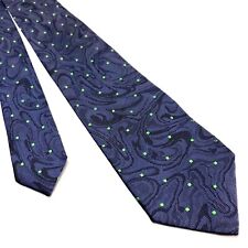 Kenzo Blue Silk Tie Woven Short Skinny Dot Oil Slick Italy
