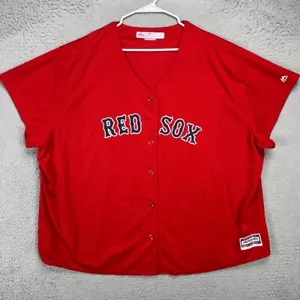 Boston Red Sox MLB Jersey Shirt Womens 4X Plus Red Button Up Cool Base Majestic - Picture 1 of 8