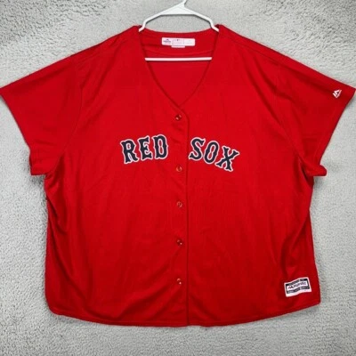 Camiseta deportiva de los Boston Red Sox MLB para mujer 4X Plus roja con botones base fresca majestuosa Foto 1 de 4