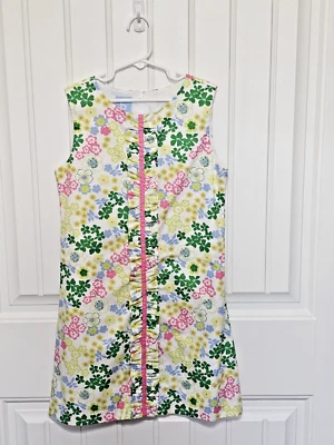 Bella Bliss - Vestido sin mangas de algodón forrado con patrón floral con volantes en la parte delantera 10 Foto 1 de 2