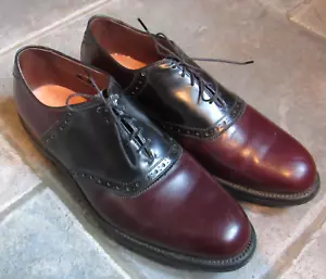 Allen Edmonds Polo Golf Shoe Men's Size 10 C Burgundy Black Lace Up Oxford VGC - Picture 1 of 6