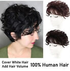 Short Curly Real Human Hair Topper with Front Bangs for Women Breathable Wiglets