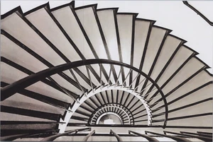 Spiral Staircase Railing ~ B/W New Image 4"x6" Card ~ 10395.2 - Picture 1 of 7