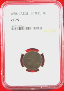 1858 Flying Eagle Cent Large Letters NGC VF-25 - Picture 1 of 3