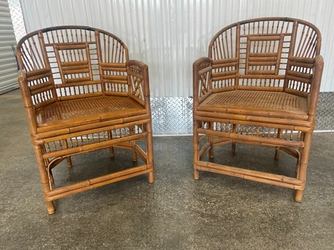 Vintage Ming Style Chinese Rattan Chairs Cover