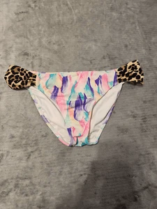 Victoria's Secret Rosa Natación S Cuchara Parte Inferior de Bikini Pluma de Leopardo - Imagen 1 de 3