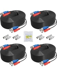 4 Pack 100ft(30M) All-in-Video Power Cables,BNC Extension Cable for CCTV Surv... - Picture 1 of 6