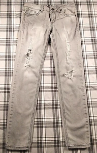 Sneak Peak Spi Girls Junior Gray Distressed Denim Jeans 5 Pocket Size 5 - Picture 1 of 11