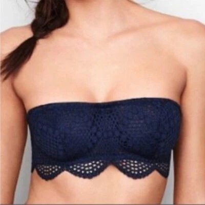 Bralette bandeau sin tirantes de encaje azul marino Victorias Secret para mujer grande acolchado Foto 1 de 4