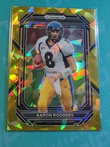Aaron Rodgers Gold Cracked Ice 2023 Panini Prizm Draft Picks New York Jets - Picture 1 of 2
