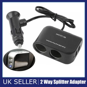 2 Way 12V 24V Multi Socket Car Cigarette Lighter Splitter USB Charger Adapter UK - Picture 1 of 12