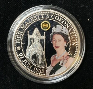 02 June 1953 Her Majesty's Coronation Platinum Plated Coin (QE2) - Picture 1 of 2