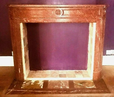 Cheminée de style Louis XVI en marbre rouge griotte XIX siècle - Photo 1/4
