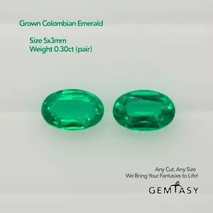 Cut stone - Emerald Colombian hydrothermal lab grown, 5x3mm 0.30ct (pair) - Picture 1 of 4