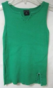 Youth Girls Size Medium (7/8) Tank Top with Rhinestone Accents, Green A1 2107 - Picture 1 of 4