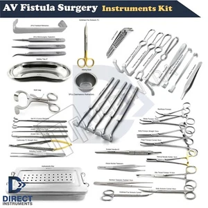 AV Fistel Chirurgie Instrumente 42er Set Arteriovenös Chirurgisch Set Box - Bild 1 von 1