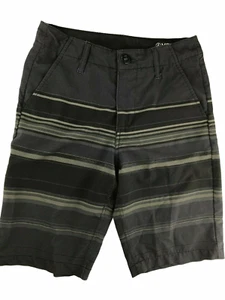 VOLCOM Board Shorts Swim Trunks Gray / Black Stripe Boy's 8 Kids Back Zip Pocket - Picture 1 of 10