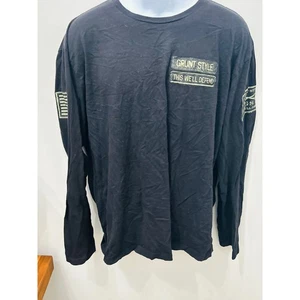 Grunt Style T-Shirt Black Long Sleeve This We'll Defend USA Flag Men's XL - Picture 1 of 4