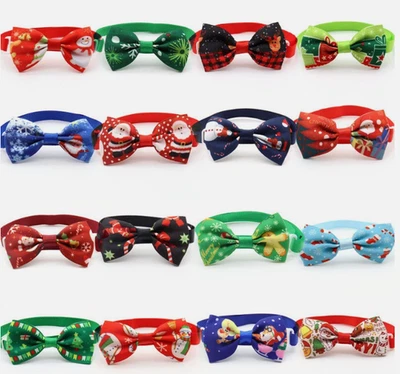 Adjustable Dog Cat Puppy Kitten Pet Bow Tie Christmas XMAS Santa Bowtie Collar - image 1 of 2