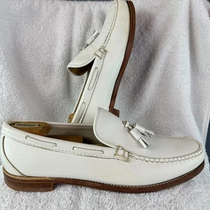 Mocasines Brooks Brothers de cuero con borlas para hombre talla 12 D vestido blanco de lujo - Imagen 1 de 12