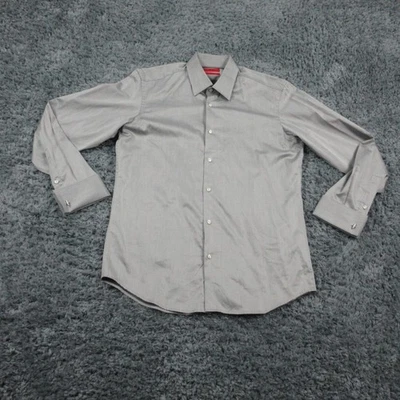 Hugo Boss Shirt Mens Gray Regular Fit Easy Iron French Cuff Dress Formal - Image 1 of 4
