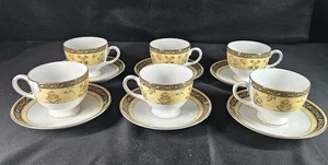 Wedgwood England INDIA FOOTED CUPS AND SAUCERS Set of 6 + 2 Extra Saucers! - Picture 1 of 9