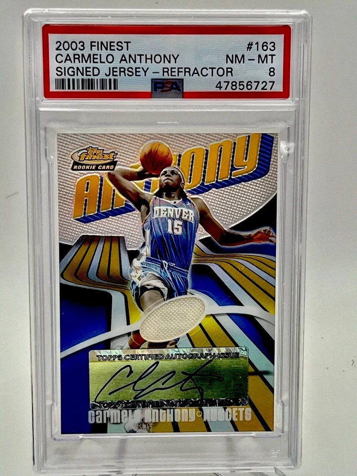 Carmelo Anthony RC #163 2003-04 Topps Finest Refractor 179/250 Auto PSA 8 - Image 1 of 3
