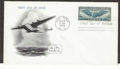 US Scott #C24 Airmail First Day Cover 5-16-1939, 30c dull blue Trans Atlantic - Image 1 of 2