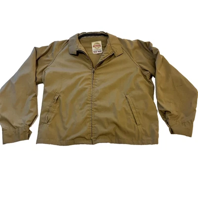 VTG Peters Canvas Jacket Mens XL 44 Harrington Full Zip All Weather Tan 1960s - Image 1 of 4