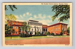 Postal de recuerdo vintage de Houston TX-Texas, la Biblioteca Central de Houston - Imagen 1 de 2