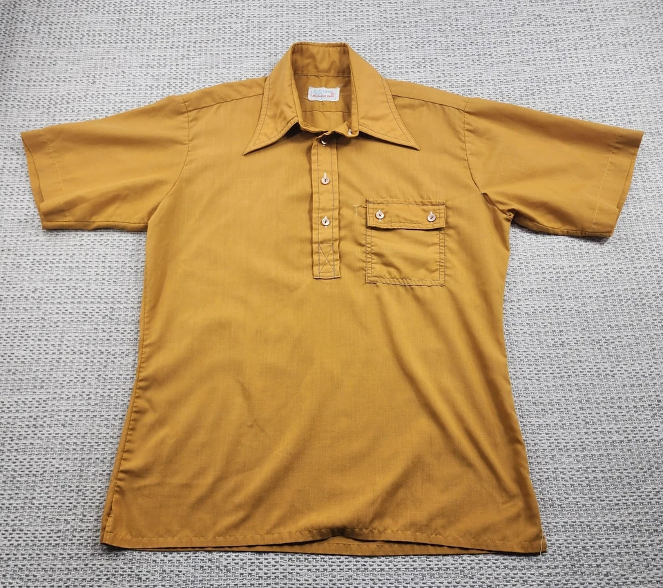 Vintage Austin Sage Shirt Mens Medium 70s Button Polo Collar 1970s Retro Top - Image 1 of 4
