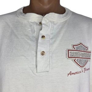 Harley Davidson Henley Shirt XXL Beige S/S Tee Belgrade Montana Vintage 2XL USA - Bild 1 von 8