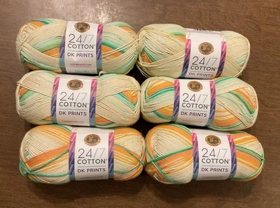 (6) Skeins Lion Brand Yarn 24/7 Cotton® DK Prints Yarn ~ Spring Printemps Lot - Image 1 of 4