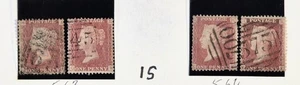 Great Britain 4x Queen Victoria Penny Reds 1855-57 Stamps / Two Letter SG40 (15) - Bild 1 von 3