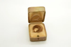ANTIQUE LEATHER RING PRESENTATION JEWELRY BOX With Locket Hair MADE IN GERMANY - Picture 1 of 7