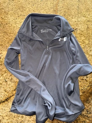 Under Armour Girls 1/4 Zip Track Top Youth XS Gray lightweight Grey UA Size 6/7 - Image 1 of 3