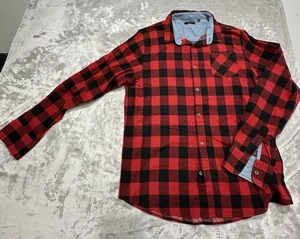 Brave Soul London Size XL Mens Red Plaid Flannel Long Sleeve Shirt Outdoor EUC - Picture 1 of 9