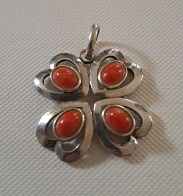 Ciondolo Argento 925/1000 Silver  Pendant forma di Quadrifoglio VINTAGE (LEGGI)! - Immagine 1 di 4