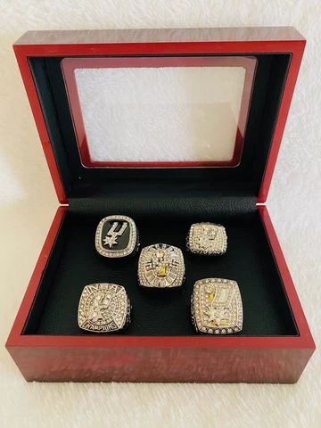 5 PCS San Antonio Spurs Championship Complete Ring Set W Box, 🇺🇸 SHIP Cover