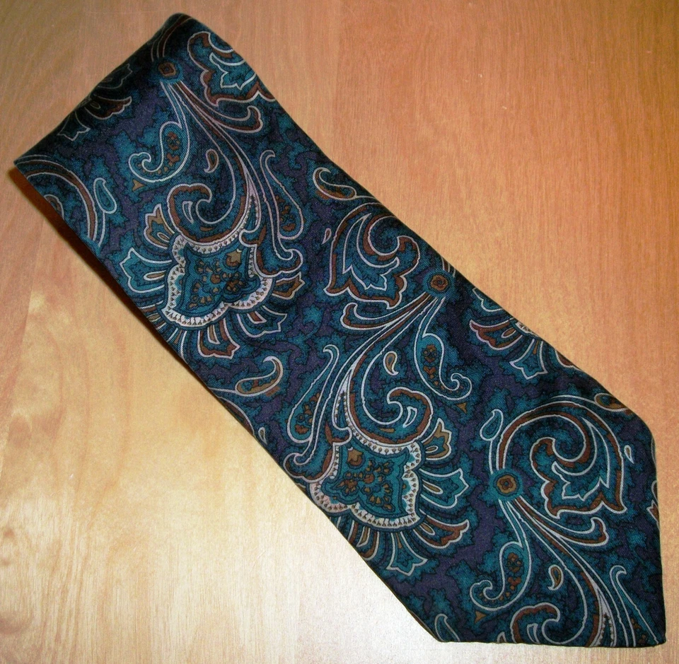 Corbata Claybrooke verde azulado y púrpura floral de seda para hombre 55" de largo x 3,75" W D169 Foto 1 de 4